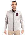 Boston Red Sox Cutter & Buck Adapt Eco Knit Hybrid Recycled Mens Full Zip Jacket Polished Medium Gray Front
