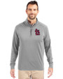 St. Louis Cardinals- Cutter & Buck Adapt Eco Knit Stretch Recycled Mens Big and Tall Quarter Zip Pullover Polished Medium Gray Front