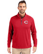 Cincinnati Reds Cutter & Buck Adapt Eco Knit Stretch Recycled Mens Quarter Zip Pullover Red Front