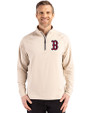 Boston Red Sox Cutter & Buck Adapt Eco Knit Stretch Recycled Mens Quarter Zip Pullover Wheat Front
