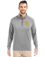 San Diego Padres Cutter & Buck Adapt Eco Knit Stretch Recycled Mens Quarter Zip Pullover Polished Medium Gray Front
