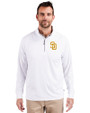 San Diego Padres Cutter & Buck Adapt Eco Knit Stretch Recycled Mens Quarter Zip Pullover White Front