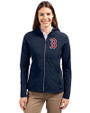 Boston Red Sox Cutter & Buck Adapt Recycled Soft Knit Stretch Womens Hybrid Full Zip Jacket Navy Blue Front