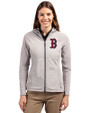 Boston Red Sox Cutter & Buck Adapt Eco Knit Hybrid Recycled Womens Full Zip Jacket Polished Medium Gray Front