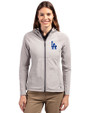 Los Angeles Dodgers Cutter & Buck Adapt Eco Knit Hybrid Recycled Womens Full Zip Jacket Polished Medium Gray Front
