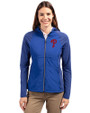 Philadelphia Phillies Cutter & Buck Adapt Eco Knit Hybrid Recycled Womens Full Zip Jacket Tour Blue Front