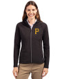 Pittsburgh Pirates Cutter & Buck Adapt Eco Knit Hybrid Recycled Womens Full Zip Jacket Black Front