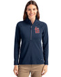 St. Louis Cardinals- Cutter & Buck Adapt Eco Knit Stretch Recycled Womens Half Zip Pullover Navy Blue Front