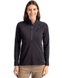 Miami Marlins Cutter & Buck Adapt Eco Knit Stretch Recycled Womens Half Zip Pullover Black Front