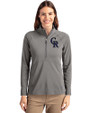 Colorado Rockies Cutter & Buck Adapt Eco Knit Stretch Recycled Womens Half Zip Pullover Elemental Grey Front