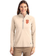 San Francisco Giants Cutter & Buck Adapt Eco Knit Stretch Recycled Womens Half Zip Pullover Wheat Front
