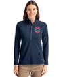 Chicago Cubs Cutter & Buck Adapt Eco Knit Stretch Recycled Womens Half Zip Pullover Navy Blue Front