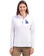 Los Angeles Dodgers Cutter & Buck Adapt Eco Knit Stretch Recycled Womens Half Zip Pullover White Front