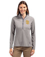 San Diego Padres Cutter & Buck Adapt Eco Knit Stretch Recycled Womens Half Zip Pullover Polished Medium Gray Front
