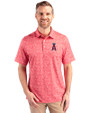 Los Angeles Angels Cutter & Buck Pike Constellation Print Stretch Mens Polo Red Front