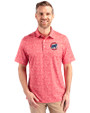 Chicago Cubs Cutter & Buck Pike Constellation Print Stretch Mens Polo Red Front