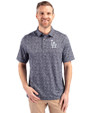 Los Angeles Dodgers Cutter & Buck Pike Constellation Print Stretch Mens Polo Black Front