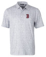 Boston Red Sox Cutter & Buck Pike Constellation Print Stretch Mens Polo Polished Medium Gray Mannequin