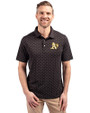 Athletics Cutter & Buck Virtue Eco Pique Tile Print Recycled Mens Polo Black Front