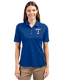 Texas Rangers Cutter & Buck Virtue Eco Pique Recycled Womens Polo Tour Blue Front