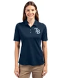 Tampa Bay Rays Cutter & Buck Virtue Eco Pique Recycled Womens Polo Navy Blue Front