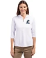 Miami Marlins Cutter & Buck Virtue Eco Pique Recycled Half Zip Pullover Womens Hoodie White Front