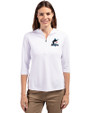 Miami Marlins Cutter & Buck Virtue Eco Pique Recycled Half Zip Pullover Womens Hoodie White Front