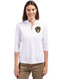 Milwaukee Brewers Cutter & Buck Virtue Eco Pique Recycled Half Zip Pullover Womens Hoodie White Front