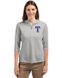 Texas Rangers Cutter & Buck Virtue Eco Pique Recycled Half Zip Pullover Womens Hoodie Polished Medium Gray Front