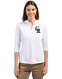 Colorado Rockies Cutter & Buck Virtue Eco Pique Recycled Half Zip Pullover Womens Hoodie White Front