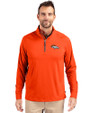 Denver Broncos Cutter & Buck Adapt Eco Knit Stretch Recycled Mens Quarter Zip Pullover College Orange Front