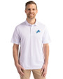 Detroit Lions Cutter & Buck Virtue Recycled Featherlight Pique Mens Polo White Front