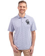 Colorado Rockies Cutter & Buck Virtue Eco Pique Botanical Print Recycled Mens Polo Hyacinth Front