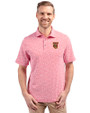 Tuskegee Golden Tigers Cutter & Buck Virtue Eco Pique Botanical Print Recycled Mens Polo Red Front