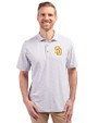 San Diego Padres Cutter & Buck Virtue Eco Pique Botanical Print Recycled Mens Polo Polished Medium Gray Front