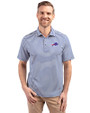 Buffalo Bills Cutter & Buck Virtue Recycled Stripe Featherlight Pique Mens Polo Tour Blue Front