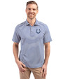 Indianapolis Colts Cutter & Buck Virtue Recycled Stripe Featherlight Pique Mens Polo Tour Blue Front