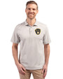 Milwaukee Brewers Cutter & Buck Virtue Eco Pique Stripe Recycled Mens Polo Polished Medium Gray Front