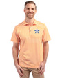 Houston Astros Cutter & Buck Virtue Eco Pique Stripe Recycled Mens Polo Orange Burst Front