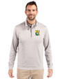Xavier Gold Rush Cutter & Buck Stealth Heathered Quarter Zip Mens Pullover Polished Medium Gray Front
