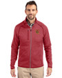 Tuskegee Golden Tigers Cutter & Buck Mainsail Sweater-Knit Mens Full Zip Jacket Cardinal Red Heather Front