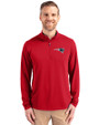New England Patriots Cutter & Buck Virtue Eco Pique Recycled Quarter Zip Mens Pullover Red Front