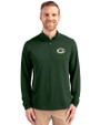 Green Bay Packers Cutter & Buck Virtue Eco Pique Recycled Quarter Zip Mens Pullover Hunter Green Front