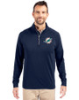 Miami Dolphins Cutter & Buck Adapt Eco Knit Stretch Recycled Mens Big and Tall Quarter Zip Pullover Navy Blue Front