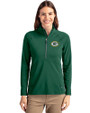 Green Bay Packers Cutter & Buck Adapt Eco Knit Stretch Recycled Womens Half Zip Pullover Hunter Green Front
