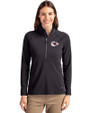 Kansas City Chiefs Cutter & Buck Adapt Eco Knit Stretch Recycled Womens Half Zip Pullover Black Front