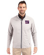 New York Giants Cutter & Buck Adapt Eco Knit Hybrid Recycled Mens Full Zip Jacket Polished Medium Gray Front