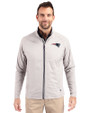 New England Patriots Cutter & Buck Adapt Eco Knit Hybrid Recycled Mens Full Zip Jacket Polished Medium Gray Front
