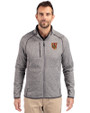 Tuskegee Golden Tigers Cutter & Buck Mainsail Sweater-Knit Mens Big and Tall Full Zip Jacket Polished Heather Front