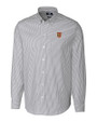 Tuskegee Golden Tigers Cutter & Buck Stretch Oxford Stripe Mens Long Sleeve Dress Shirt Charcoal Mannequin